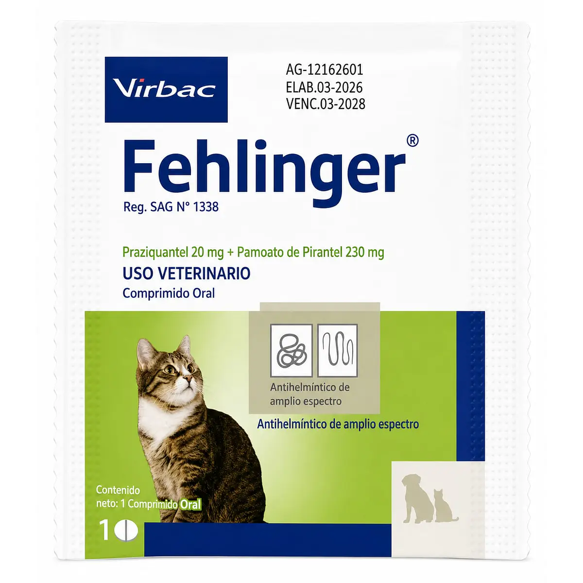 Antiparasitario Interno Fehlinger para Gatos - 1 comprimido