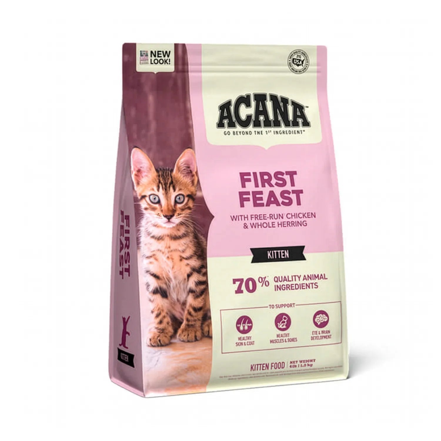 Acana First Feast para Gatitos alimento seco para gatitos con pollo de corral y arenque entero, fórmula rica en proteína para crecimiento saludable.