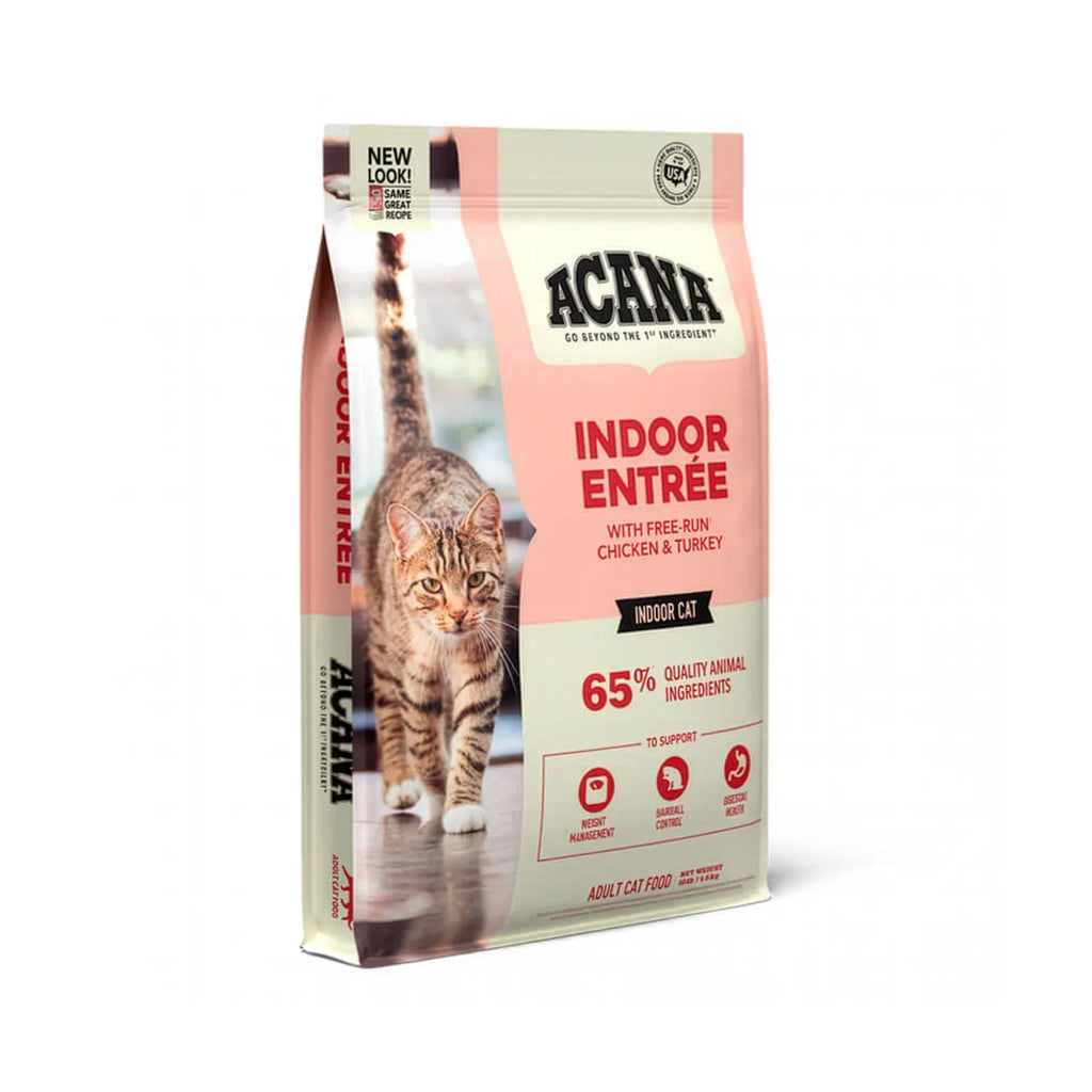 Acana Entrée para Gatos Indoor alimento seco con pollo y pavo criados en libertad, receta rica en proteína para gatos de interior.