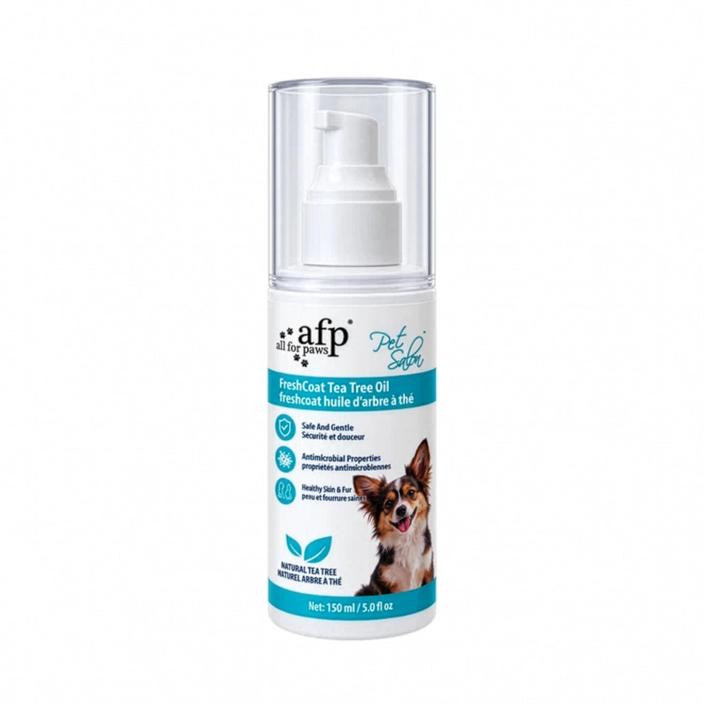AFP Pet Salon Aceite para Pelaje, producto con aceite de árbol de té para el cuidado de la piel y pelaje de perros, 150 ml.