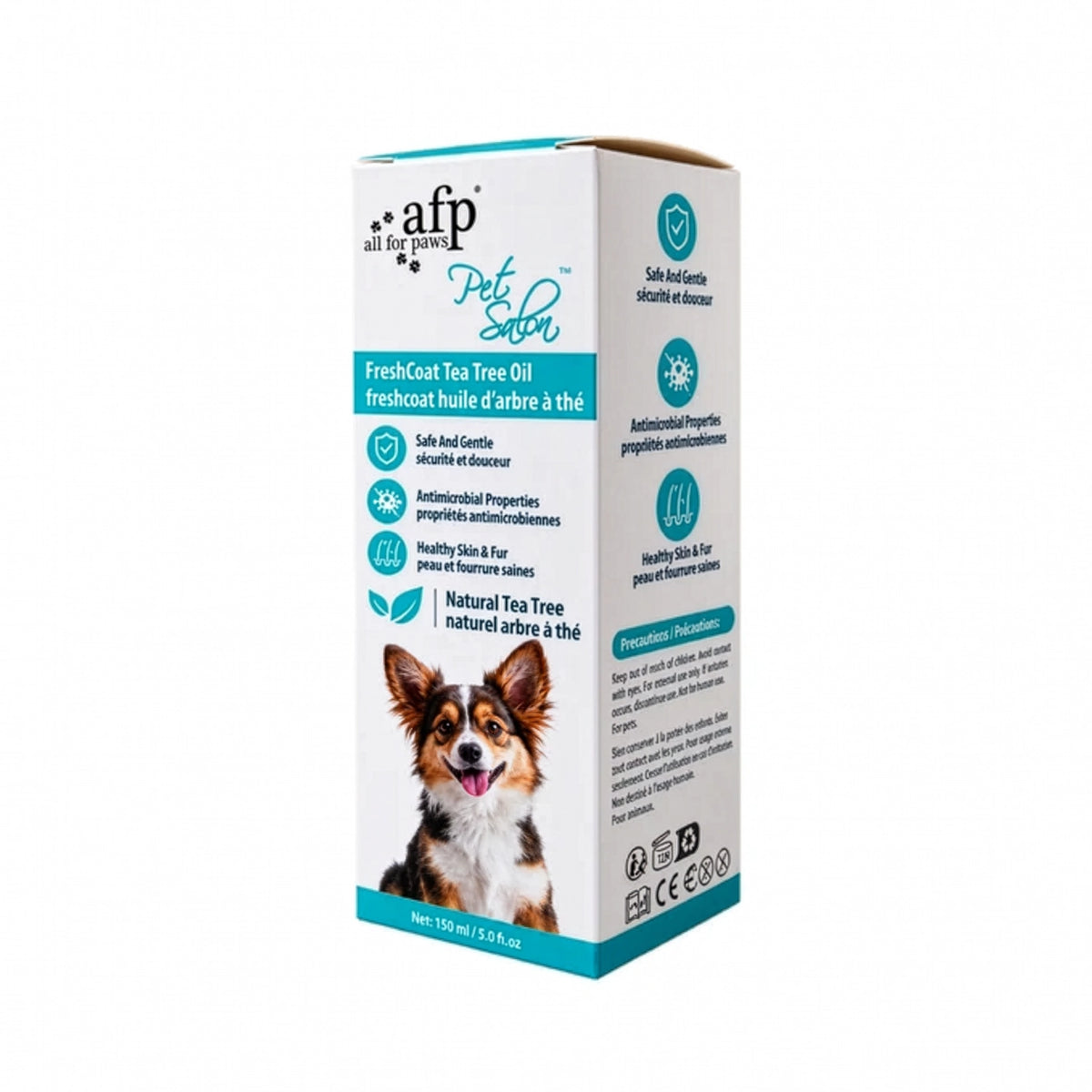 AFP Pet Salon Aceite para Pelaje, producto con aceite de árbol de té para el cuidado de la piel y pelaje de perros, 150 ml.