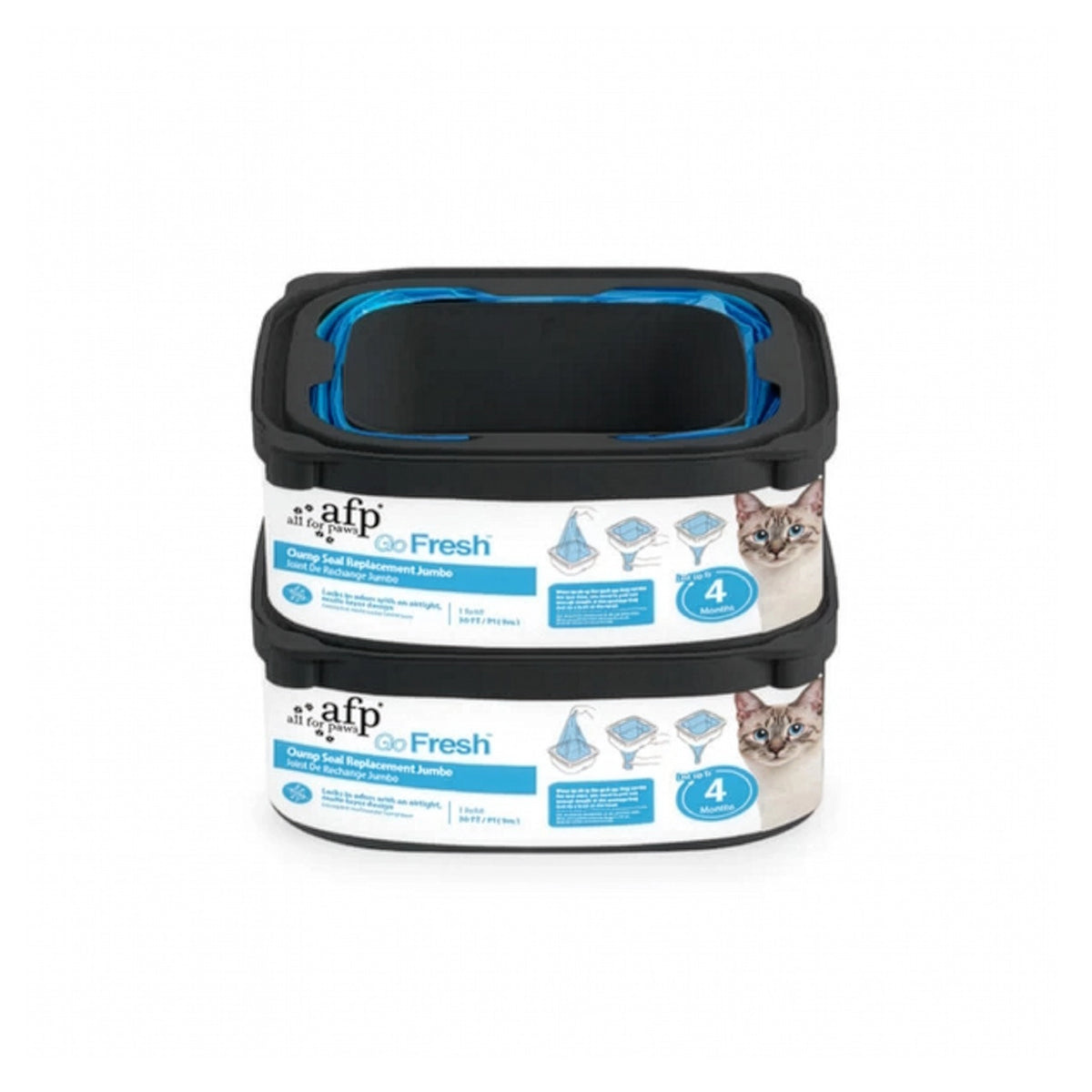 AFP Go Fresh Repuesto para Basurero de Arena Sanitaria, repuesto jumbo con bolsa azul para desechar arena de gatos.