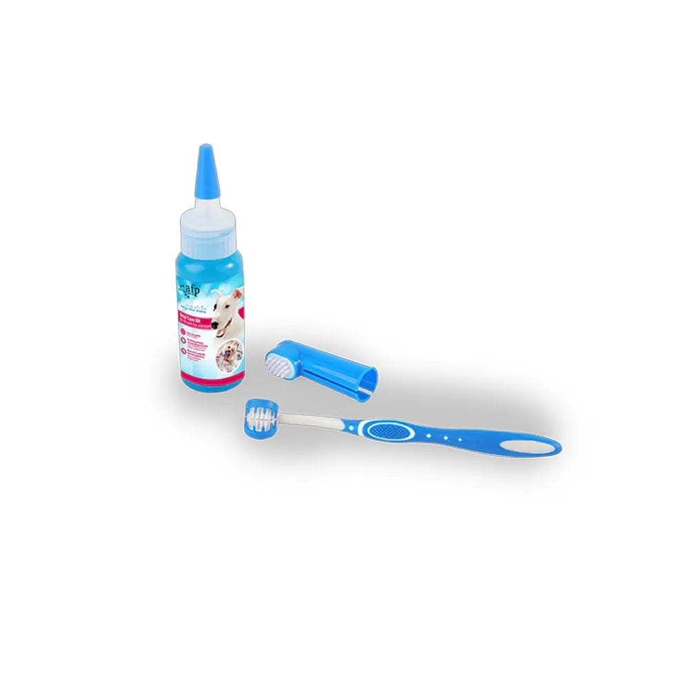 All for Paws Sparkle Kit Cuidado Dental en empaque, incluye cepillo, pasta y accesorios para higiene oral de perros