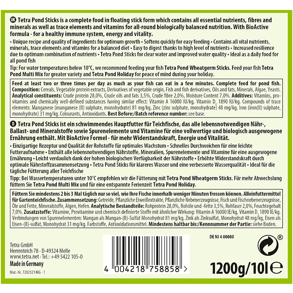 Alimento para Peces de Estanque "Pond Sticks" Tetra