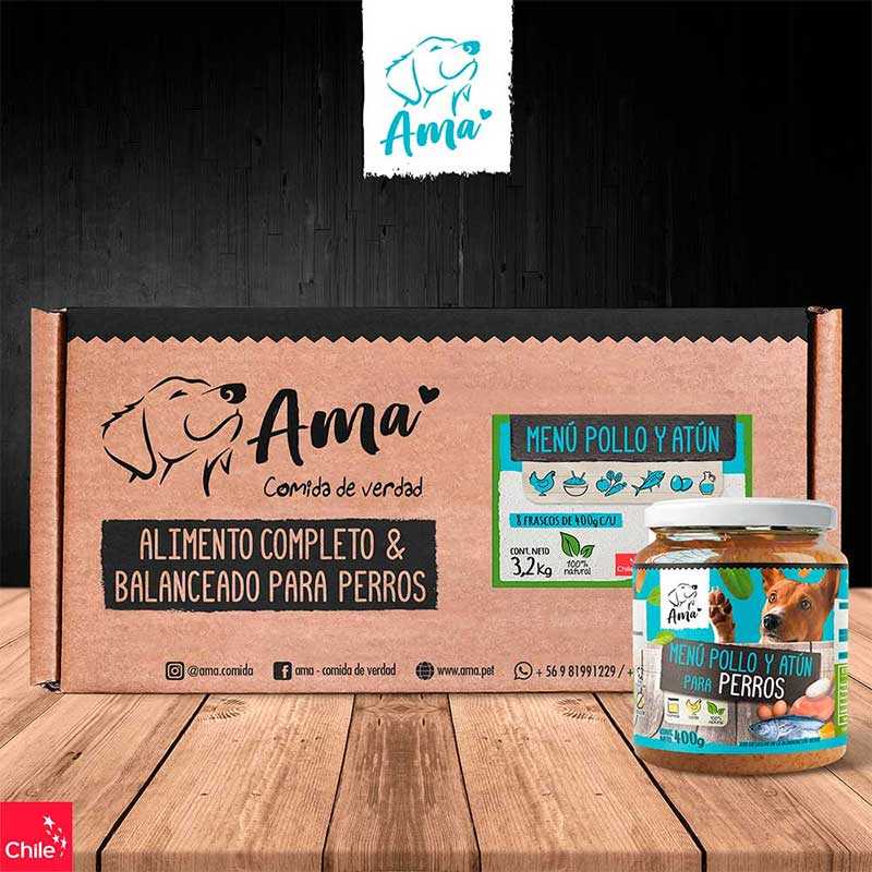 Ama Alimento Húmedo Esterilizado Pollo y Atún para Perros - 3,2 Kg / Chile