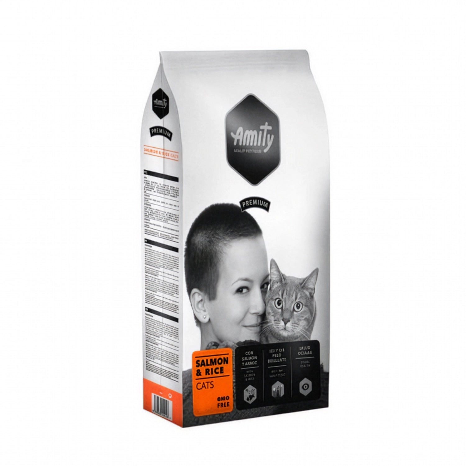 Amity Premium Salmón y Arroz para Gatos, alimento seco con salmón y arroz para gatos adultos con cuidado ocular y pelaje.
