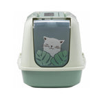 Arenero Trendy Cat Moderna, caja sanitaria cerrada para gatos con puerta abatible y diseño decorativo.