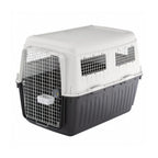 Transportadora Atlas 80 Profesional Ferplast para perros grandes, con puerta metálica, amplias rejillas de ventilación y bebedero frontal.