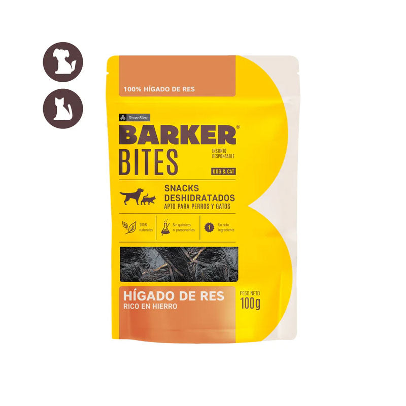 Barker Bites Hígado de Res para Perros y Gatos 100 g