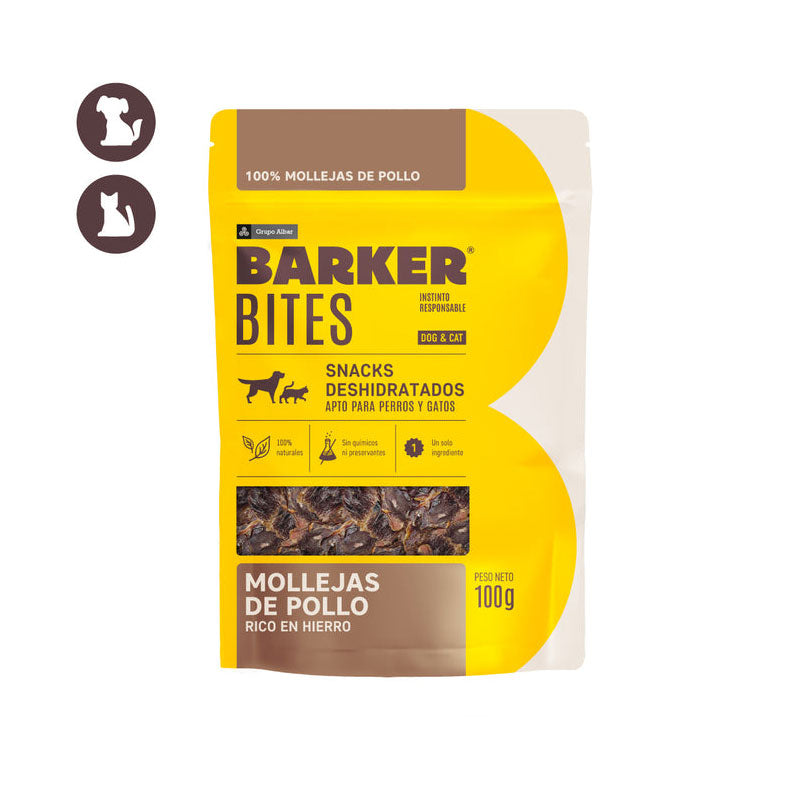 Barker Bites Mollejas de Pollo para Perros y Gatos 100g