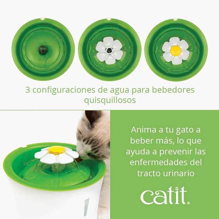 Bebedero Floral e Individual con Plato para Gatos
