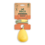 Beco Juguete Goma Natural Pebble para Lanzar, pelota amarilla con cuerda resistente para perros, diseño simple y material ecológico