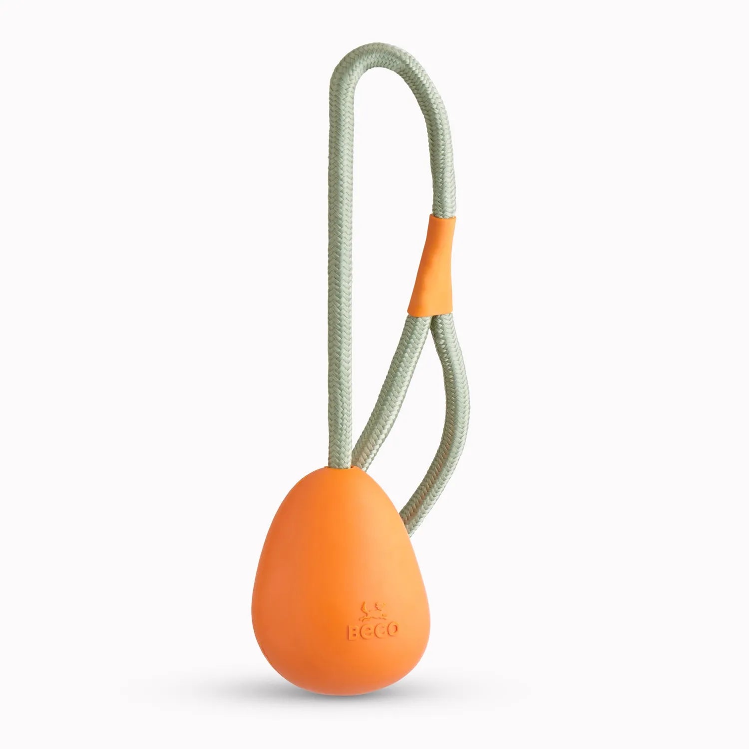Beco Juguete Goma Natural Pebble para Lanzar, pelota naranja con cuerda resistente para perros, diseño simple y material ecológico