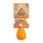 Beco Juguete Goma Natural Pebble para Lanzar, pelota naranja con cuerda resistente para perros, diseño simple y material ecológico