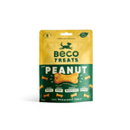 Beco Snack Natural Maní snack para perros en envase amarillo, galleta tipo hueso con proteína vegetal y energía natural