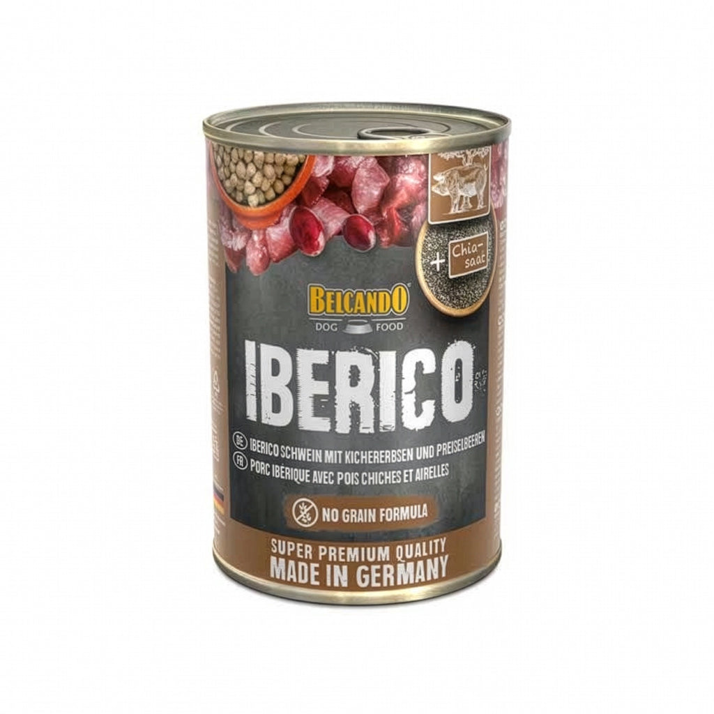 Belcando Lata Cerdo Ibérico, Garbanzos y Arándanos para perros 400 g, alimento húmedo grain free con chía.