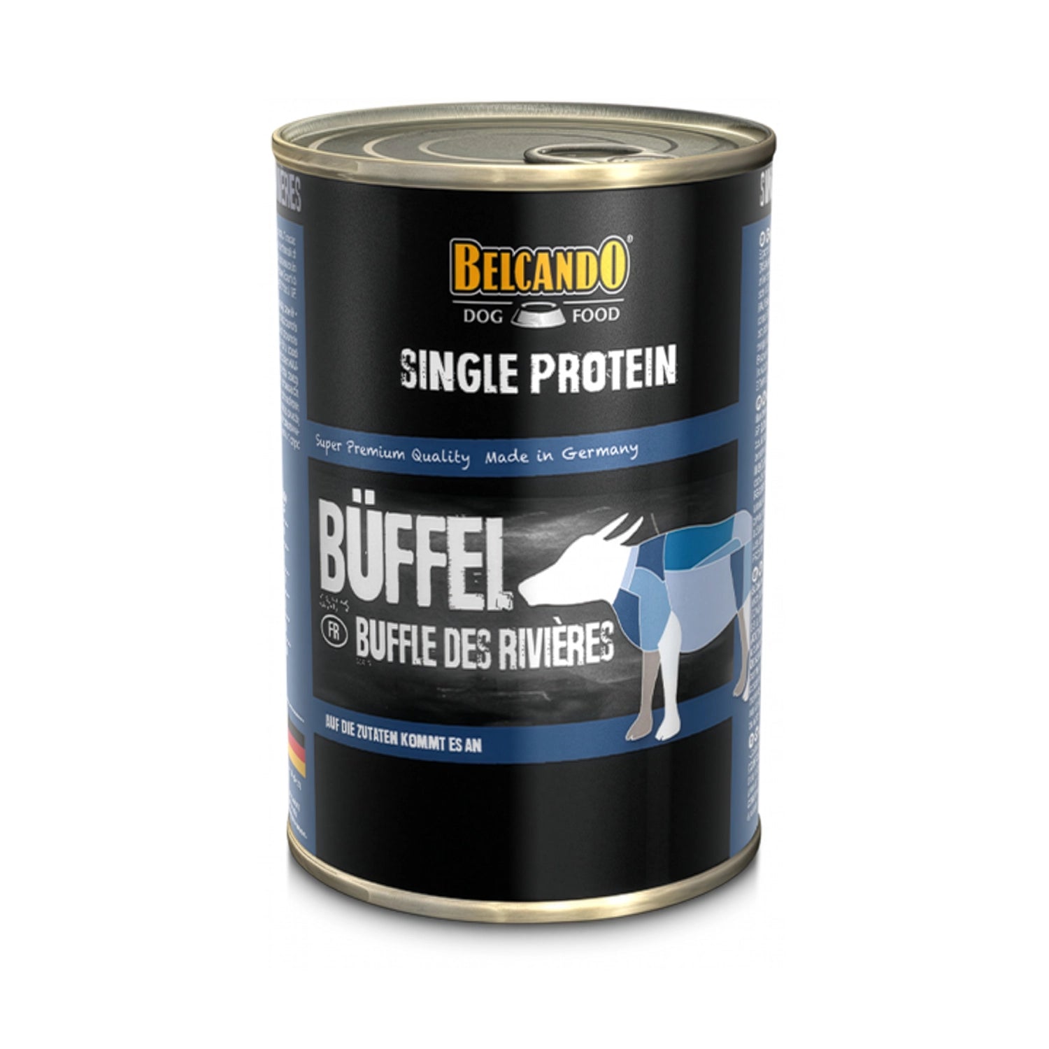 Belcando Lata Single Protein Búfalo de Agua 400 g para perros, alimento húmedo premium con proteína única.