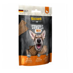Belcando Snacks Stripes Pato en bolsa con tiras de premio para perros, receta sin granos y extra carne de pato.