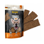 Belcando Snacks Stripes Pato en bolsa con tiras de premio para perros, receta sin granos y extra carne de pato.