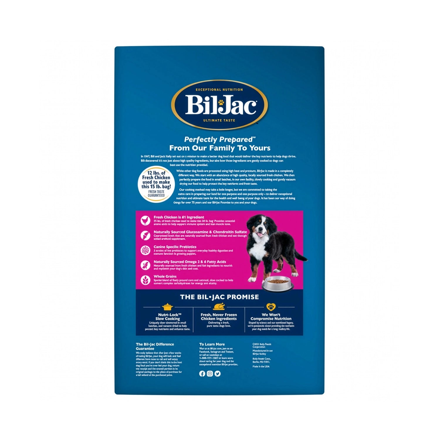 Bil Jac "Large Breed Puppy" para Cachorros, alimento seco para cachorros de razas grandes con pollo fresco.