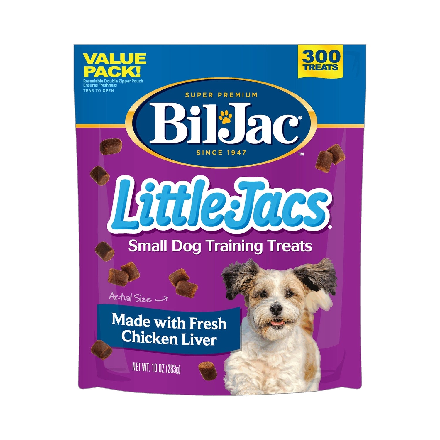 Bolsa de Premios Pequeños Blandos "Little Jacs" Bil Jac para entrenamiento de perros pequeños con hígado de pollo.