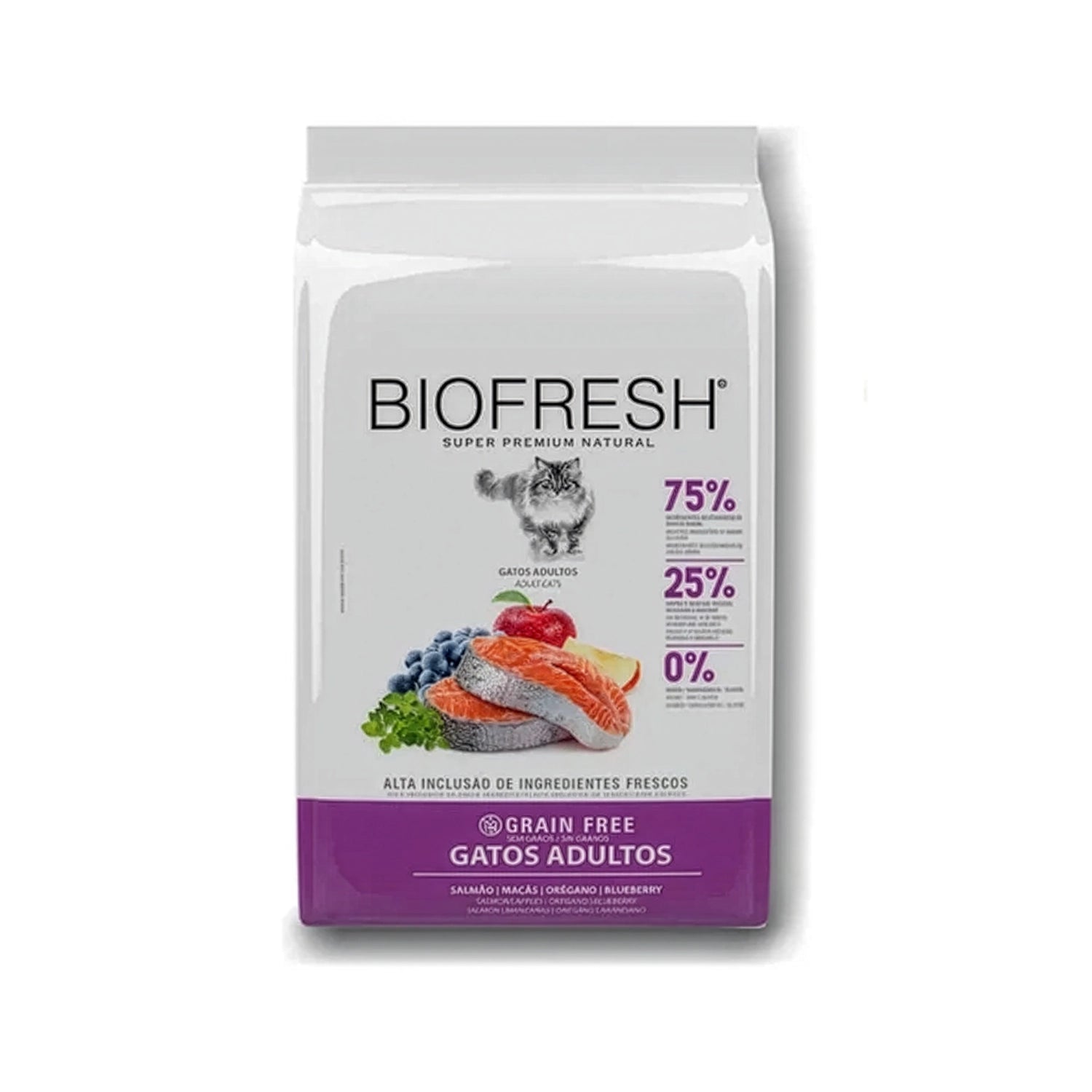 Biofresh Salmón para Gatos Adultos, alimento grain free con salmón, manzana, orégano y arándanos para gatos adultos.