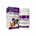 Caja de Bio-Power Polvo Oral con probióticos para perros y gatos, fórmula veterinaria en presentación de 100 g.