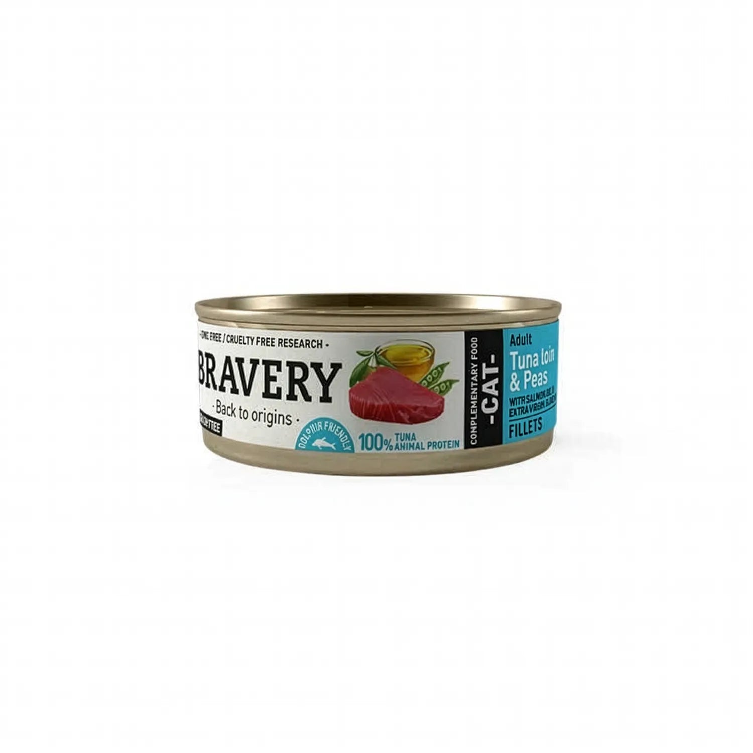 Bravery Húmedo de Atún y Guisantes para Gatos Adultos, lata de comida con atún en trozos y guisantes, receta natural para gatos adultos