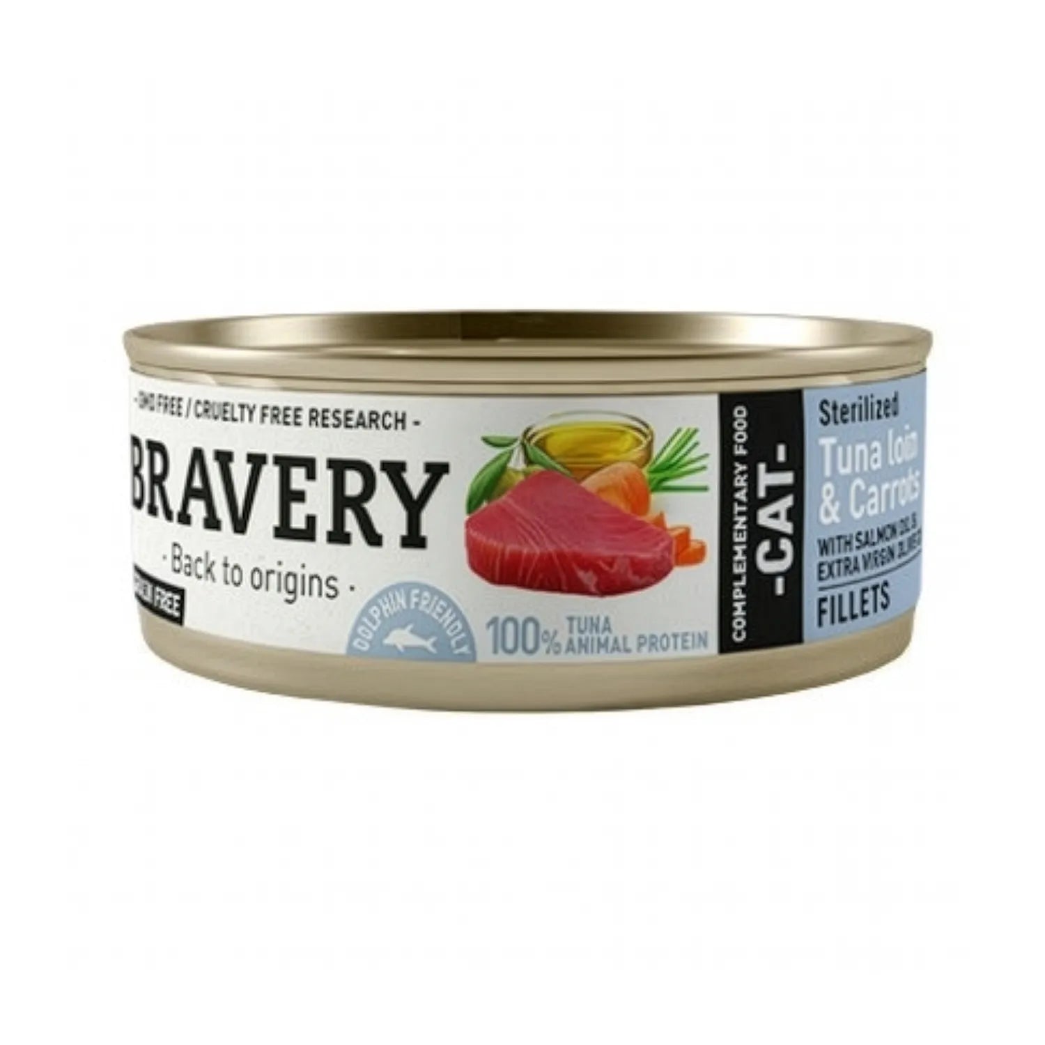 Bravery Húmedo de Atún y Zanahorias para Gatos Esterilizados, comida húmeda en lata con atún y vegetales, receta nutritiva para gatos