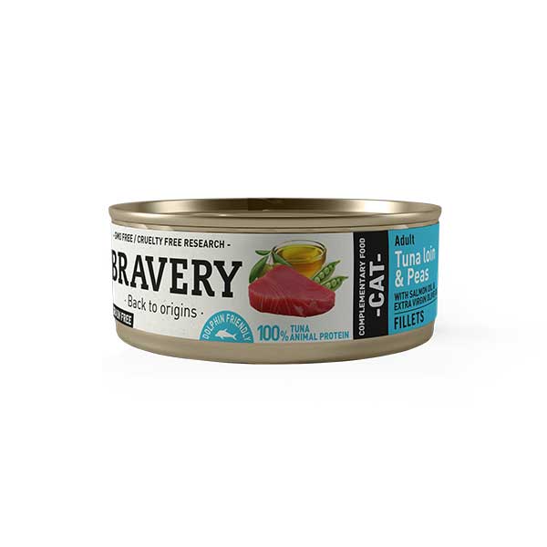 Bravery Húmedo de Atún y Guisantes para Gatos Adultos 70 g
