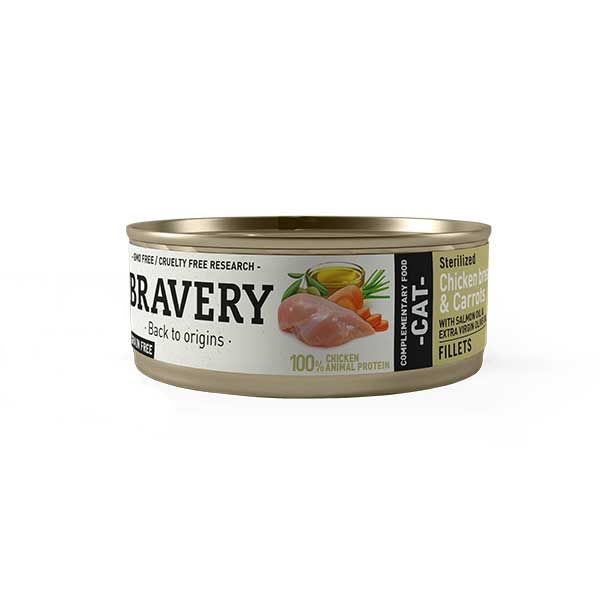 Bravery Húmedo de Pollo y Zanahorias para Gatos Esterilizados 70 g