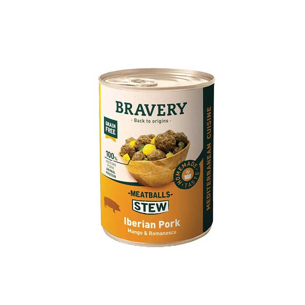 Bravery Húmedo Meatballs Stew de Cerdo Ibérico para Perros 415 g