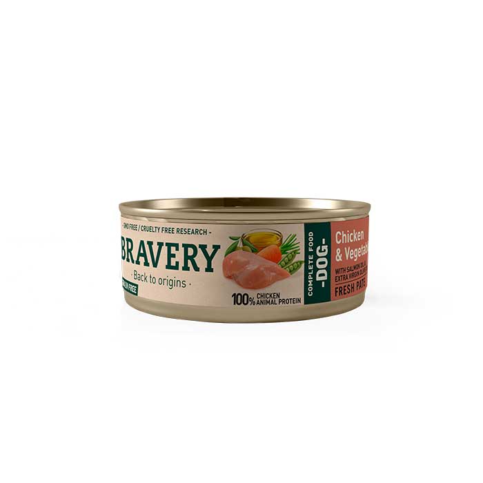 Bravery Húmedo de Pollo y Vegetales para Perros - 80 g