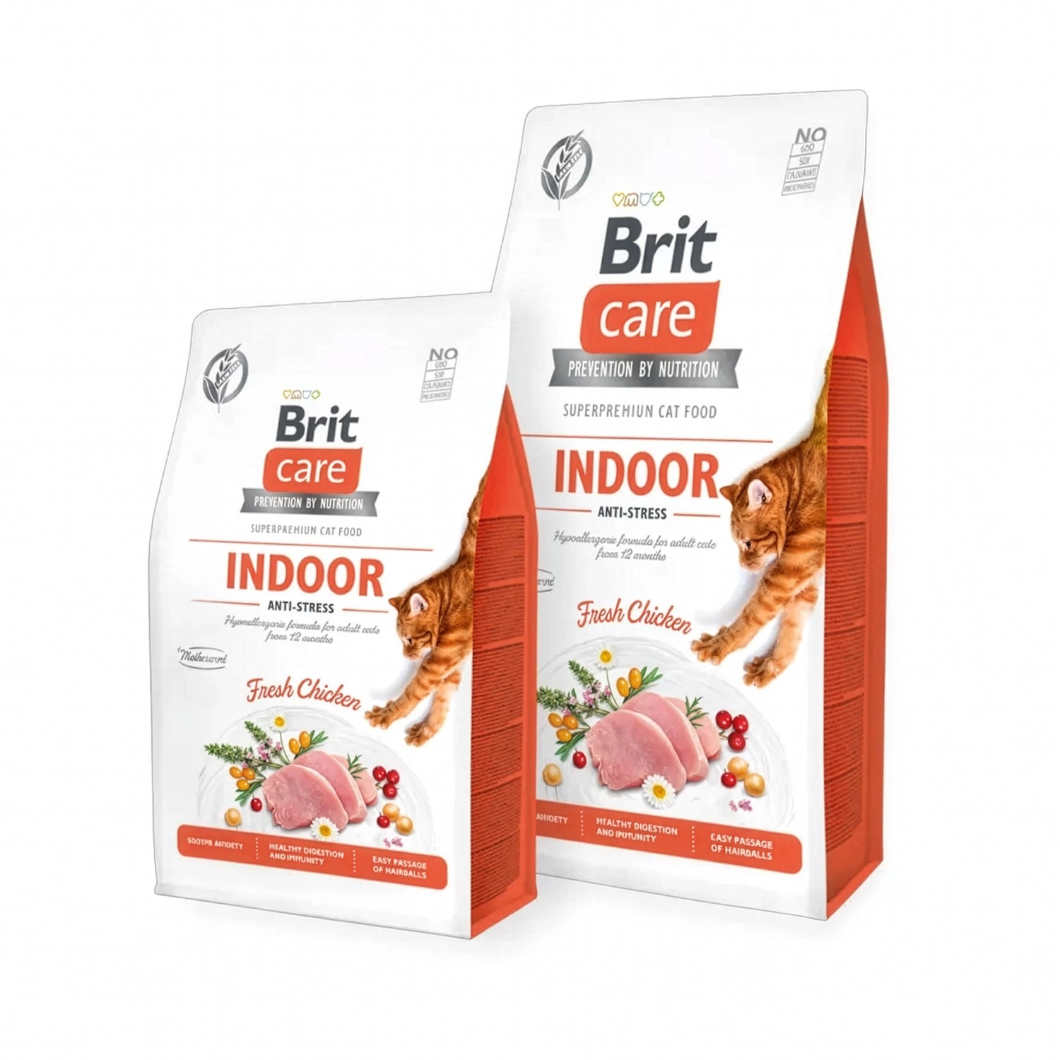 Bolsa de Brit Care Indoor para Gatos, alimento premium con pollo fresco para gatos de interior con control de bolas de pelo.
