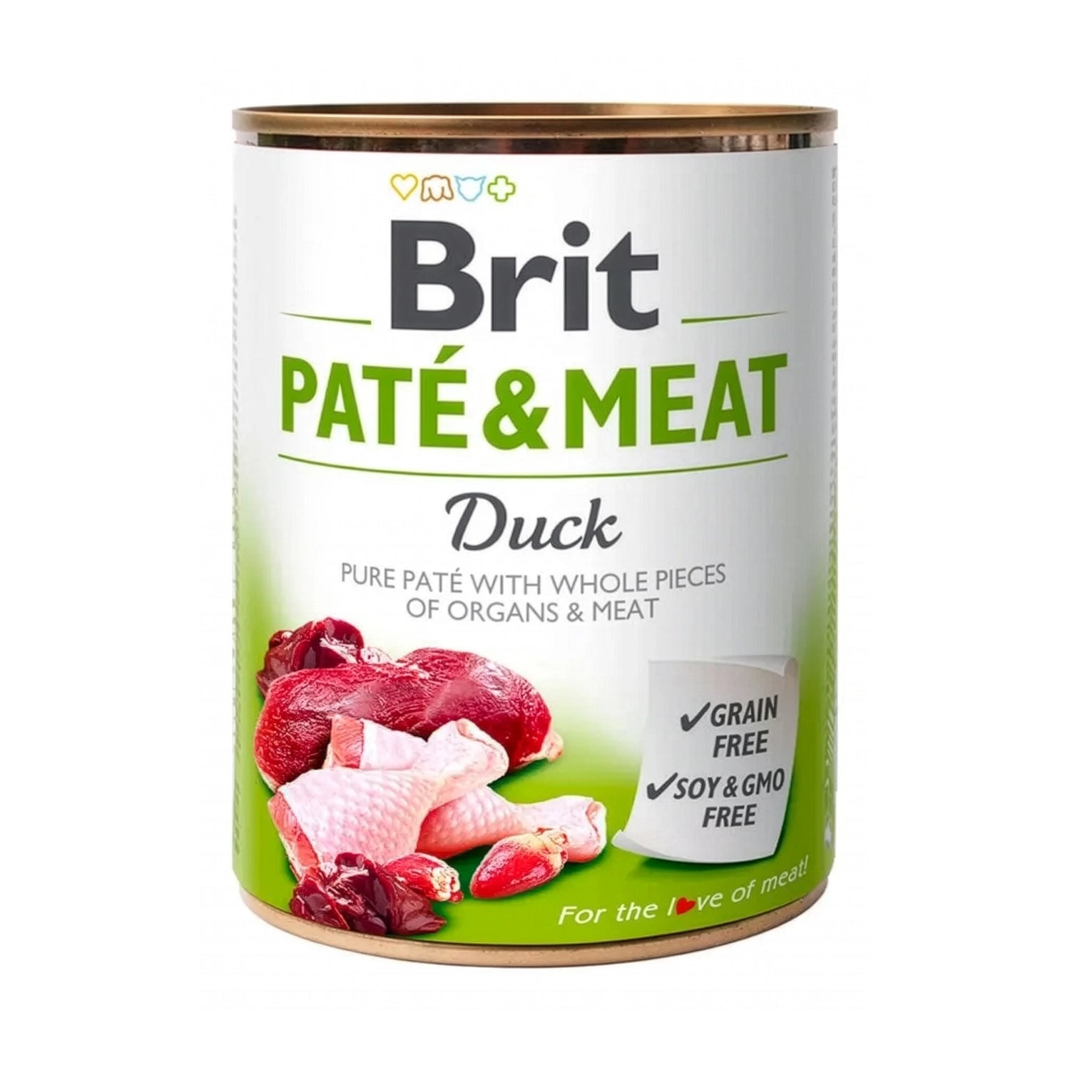 Brit Care Lata Paté Pato para Perros, alimento húmedo tipo paté con pato y trozos de carne en lata libre de granos.