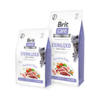 Bolsa de Brit Care Esterilizado Control de peso para Gatos, alimento premium para gatos esterilizados con pato y pavo.