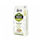 Brit Fresh Pato y Mijo para Perros Activos, alimento seco premium con pato fresco, mijo y vegetales en bolsa para perros activos.