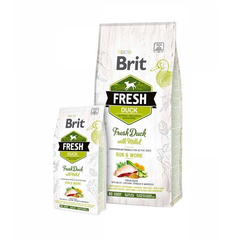 Brit Fresh Pato y Mijo para Perros Activos - 2,5 kg