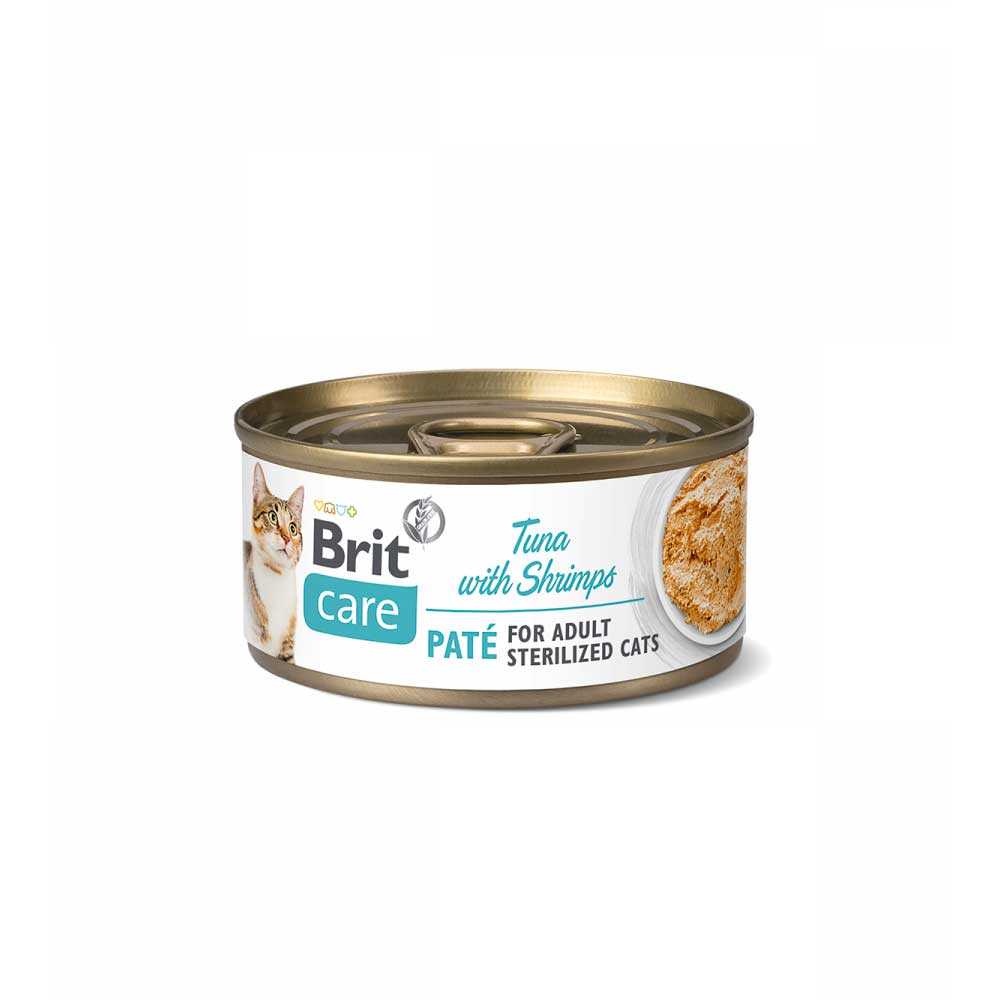 Brit Care Lata Paté Atún y Camarones para Gatos Esterilizados 70 gr