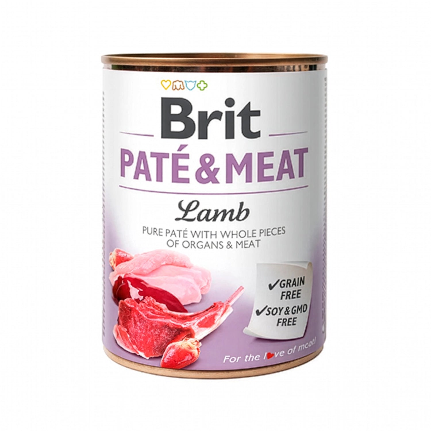 Brit Care Lata Paté & Meat Cordero para Perros, latas con diseño lila y carne de cordero, receta sin granos