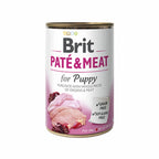 Latas Brit Care Lata Paté & Meat de Pollo y Pavo para Cachorros, comida húmeda con piezas de carne y sello grain free en envase