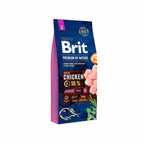 Brit Premium para Cachorros Razas Pequeñas con pollo en bolsa de alimento seco para cachorros de razas pequeñas, sobre fondo blanco.