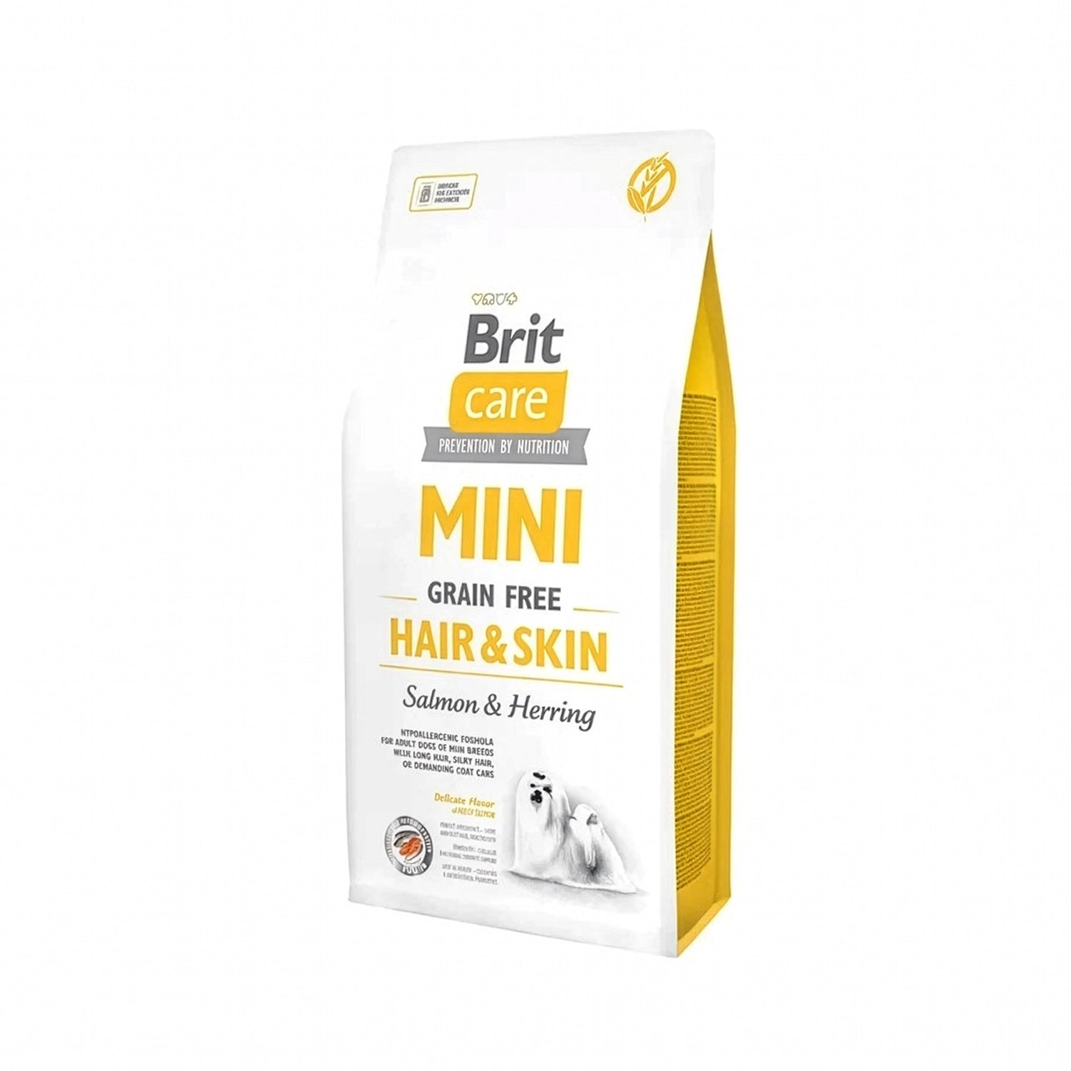 Bolsa Brit Care Mini Hair & Skin Salmon & Arenque para perros, fórmula grain free con omega 3 para piel y pelaje saludable
