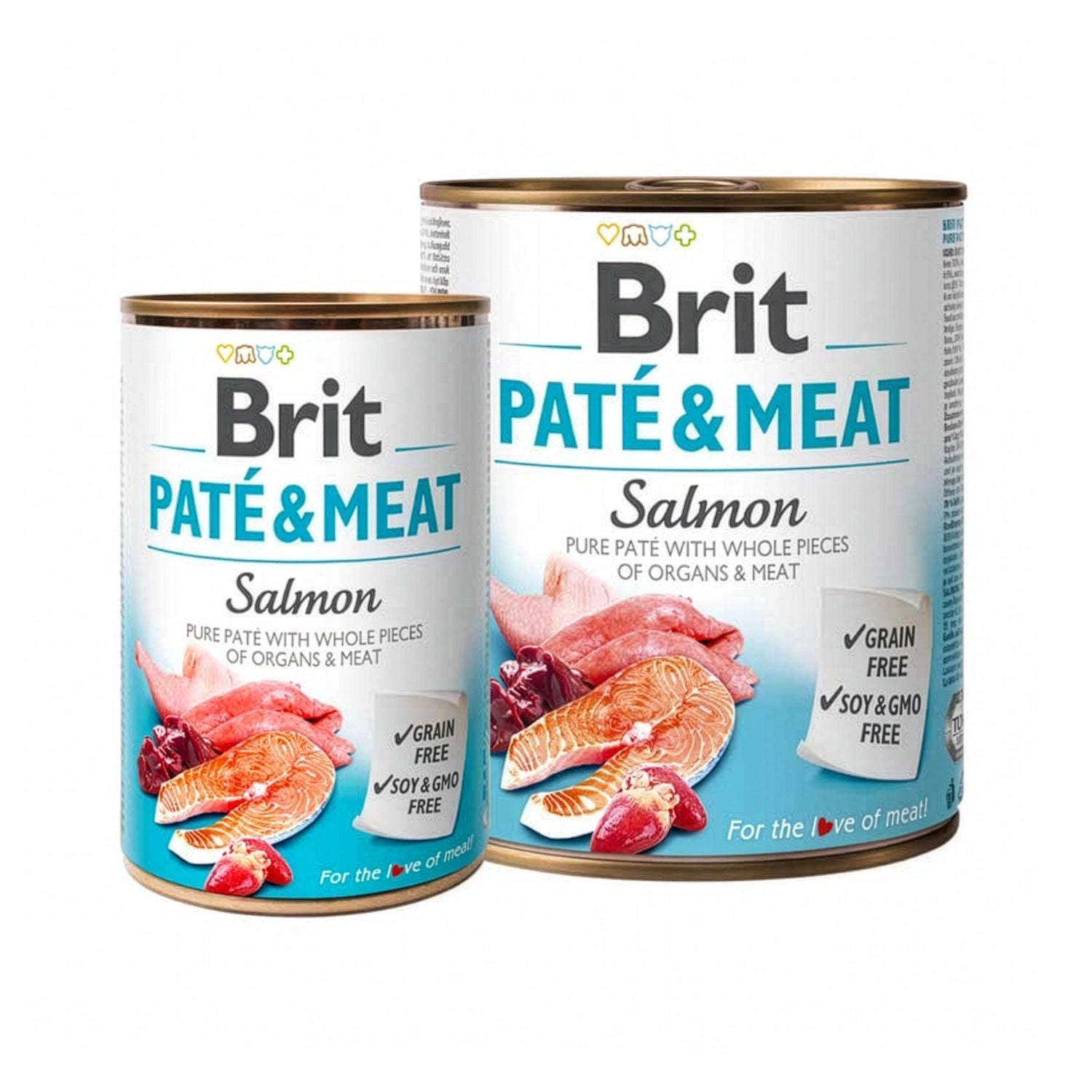 Brit Care Lata Paté Salmón para Perros, alimento húmedo tipo paté con salmón y trozos de carne en lata grain free.