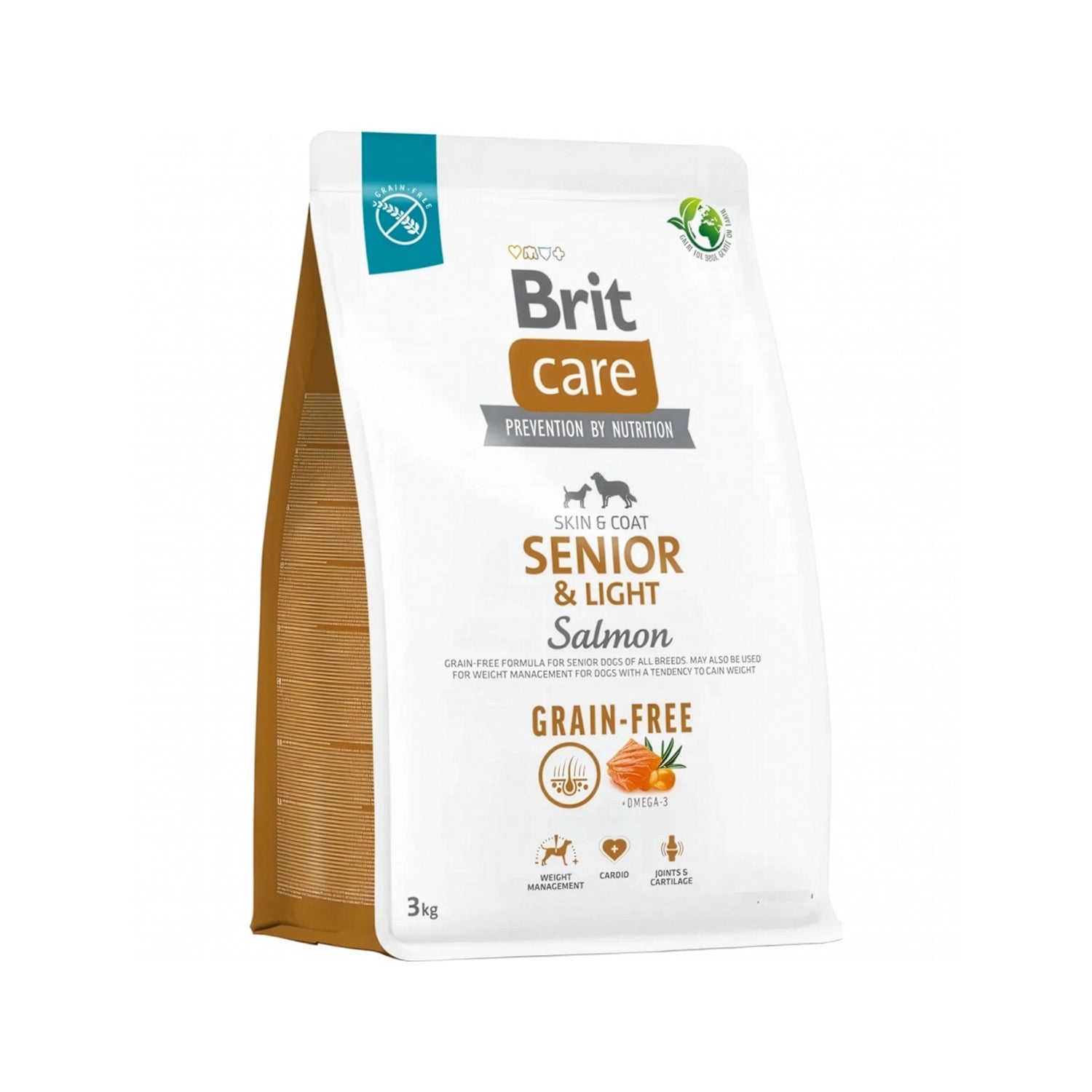Brit Care Salmón Grain-Free para Perros Senior saco de comida seca skin & coat, fórmula light con salmón y omega 3