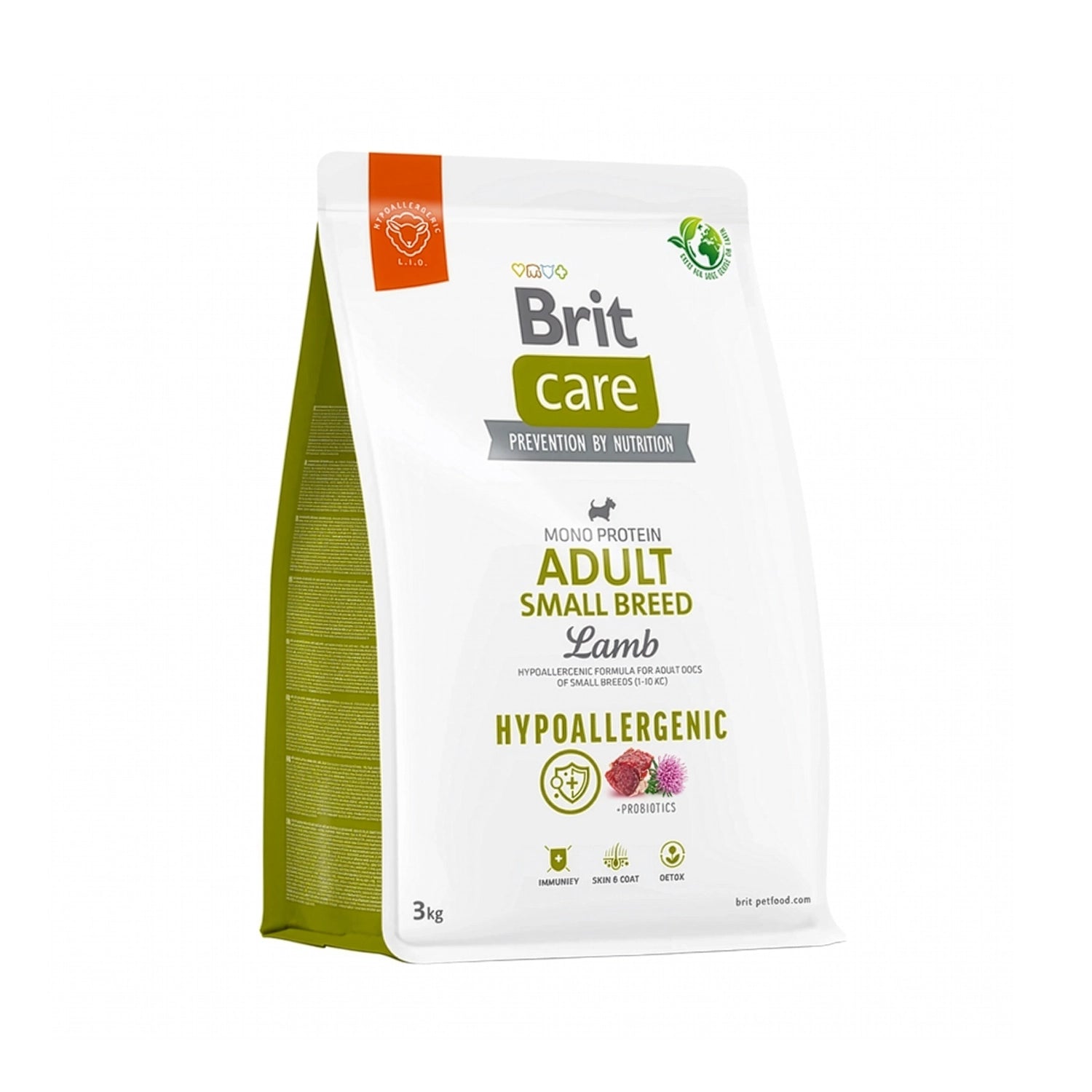 Brit Care Cordero para Adultos Raza Pequeña 3 Kg, alimento hipoalergénico con cordero para perros adultos de razas pequeñas.