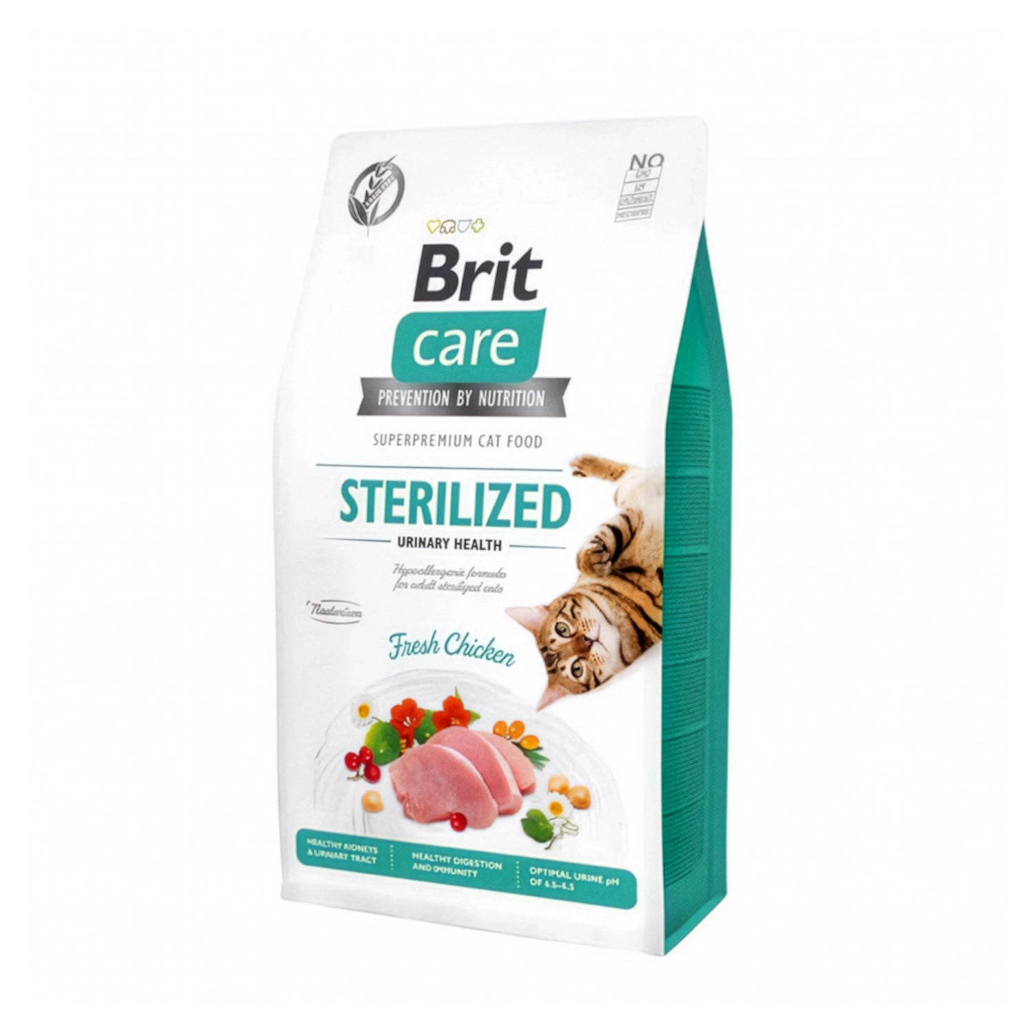 Brit Care Esterilizado Salud urinaria para Gatos, alimento con pollo fresco para gatos esterilizados y soporte urinario.