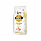 Brit Fresh Pollo y Papas para Perros Adultos en bolsa de alimento seco con pollo fresco, papas e ingredientes naturales para perros.