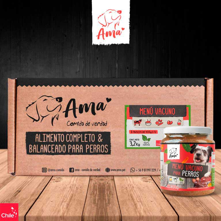 Ama Alimento Húmedo Esterilizado Vacuno para Perros - 3,2 Kg / Chile