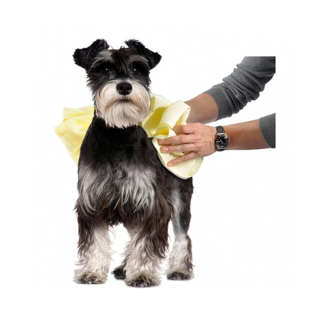 Toalla Mágica Super Absorbente Camon en estuche original, ideal para secar perros y gatos gracias a su alta capacidad de absorción.